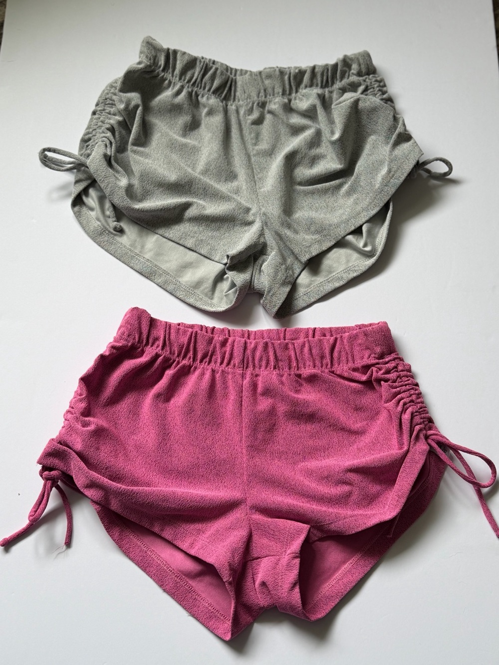 Women’s Ruched tie five dancewear Shorts - Pink and Gray